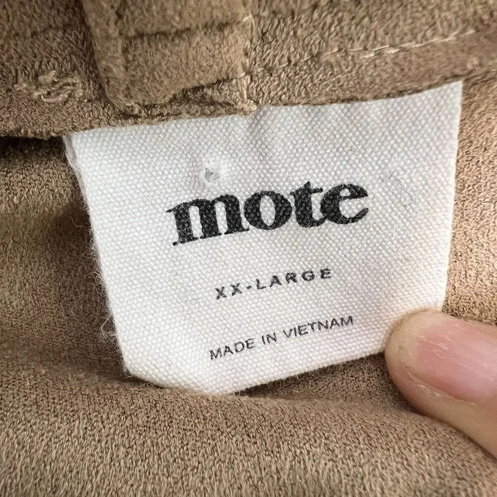 Mote Womens Tan Khaki Faux Suede Draped Full Zip Stretch Moto Jacket XXL Brown - Picture 6 of 9